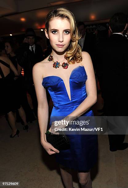 Emma Roberts attends the 2010 Vanity Fair Oscar Party hosted by Graydon Carter at the Sunset Tower Hotel on March 7, 2010 in West Hollywood,...