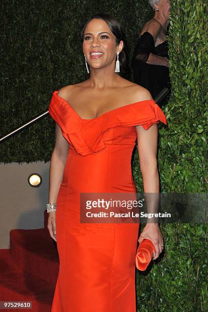 Actress Paula Patton arrives at the 2010 Vanity Fair Oscar Party hosted by Graydon Carter held at Sunset Tower on March 7, 2010 in West Hollywood,...