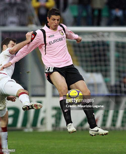 Igor Budan of US Citta' di Palermo is shown in action during the Serie A match between US Citta di Palermo and AS Livorno Calcio at Stadio Renzo...