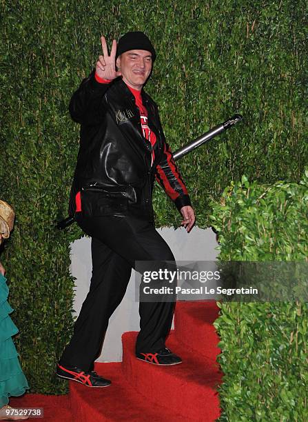 Director Quentin Tarantino arrives at the 2010 Vanity Fair Oscar Party hosted by Graydon Carter held at Sunset Tower on March 7, 2010 in West...