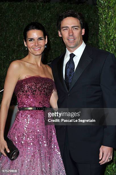 Actress Angie Harmon and husband Jason Sehorn arrive at the 2010 Vanity Fair Oscar Party hosted by Graydon Carter held at Sunset Tower on March 7,...