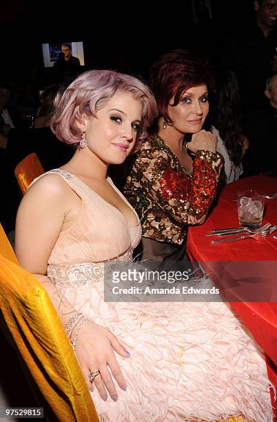 Kelly Osbourne and Sharon Osbourne attend the Elton John AIDS Foundation Oscar Viewing Party at the Pacific Design Center on March 7, 2010 in West...