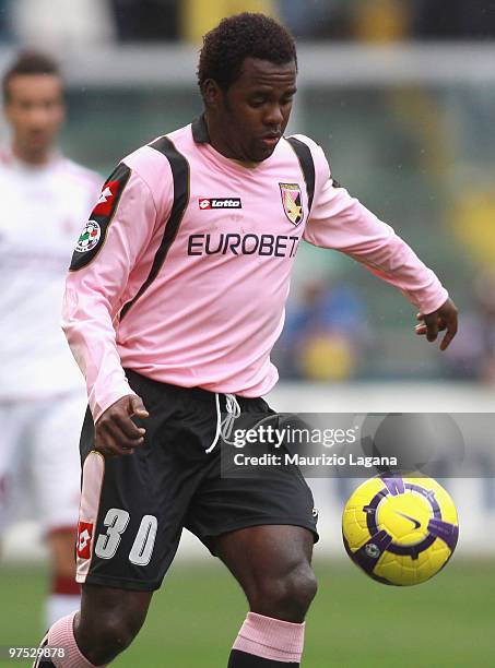 Fabio Simplicio of US Citta' di Palermo is shown in action during the Serie A match between US Citta di Palermo and AS Livorno Calcio at Stadio Renzo...