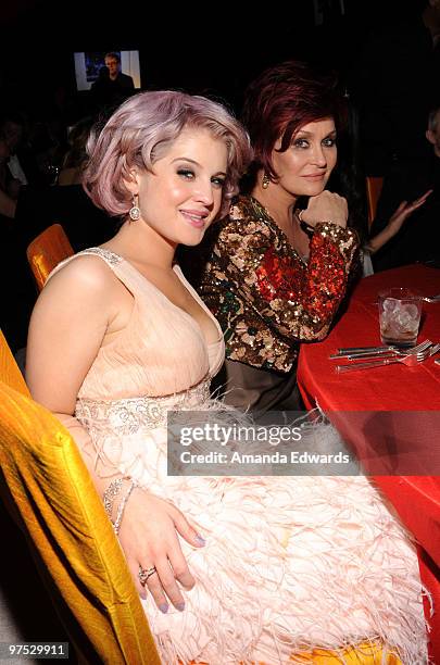 Kelly Osbourne and Sharon Osbourne attend the Elton John AIDS Foundation Oscar Viewing Party at the Pacific Design Center on March 7, 2010 in West...