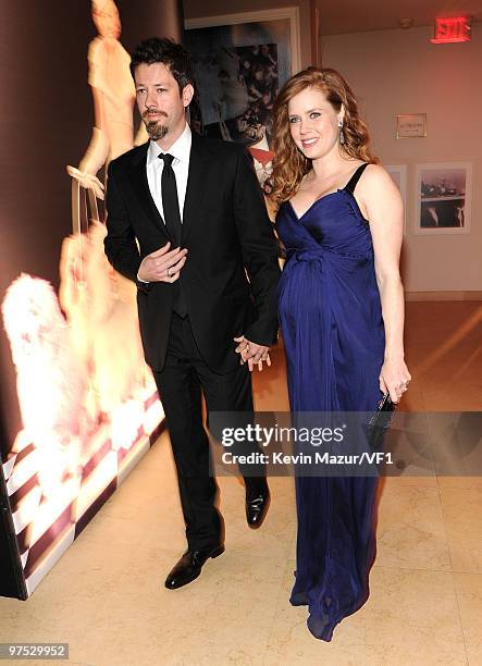 Darren Le Gallo and actress Amy Adams attend the 2010 Vanity Fair Oscar Party hosted by Graydon Carter at the Sunset Tower Hotel on March 7, 2010 in...