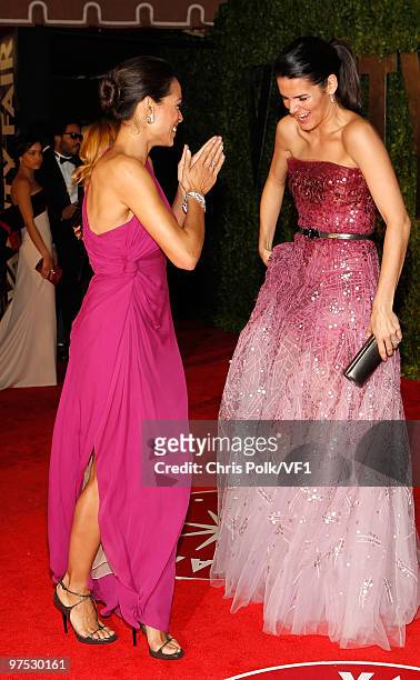 Actresses Rosario Dawson and Angie Harmon attend the 2010 Vanity Fair Oscar Party hosted by Graydon Carter at the Sunset Tower Hotel on March 7, 2010...