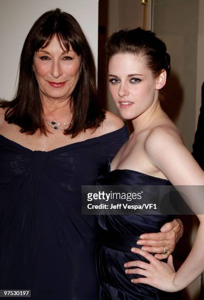Actresses Anjelica Huston and Kristen Stewart attend the 2010 Vanity Fair Oscar Party hosted by Graydon Carter at the Sunset Tower Hotel on March 7,...