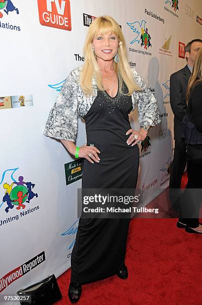 Actress Pamela Bach Hasselhoff arrives at the 11th Annual Children Uniting Nations Oscar Celebration, held at the Beverly Hilton Hotel on March 7,...