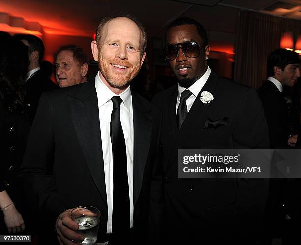 Director Ron Howard and rapper Sean "Diddy" Combs attend the 2010 Vanity Fair Oscar Party hosted by Graydon Carter at the Sunset Tower Hotel on March...