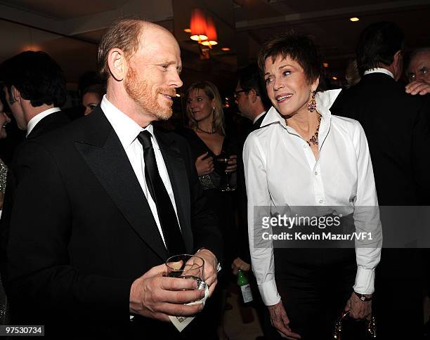 Director Ron Howard and actress Jane Fonda attend the 2010 Vanity Fair Oscar Party hosted by Graydon Carter at the Sunset Tower Hotel on March 7,...