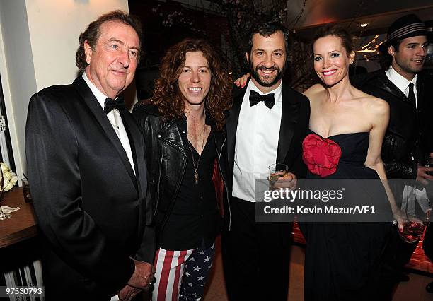 Actor Eric Idle, Olympic Gold Medalist Shaun White, director Judd Apatow and actress Leslie Mann attend the 2010 Vanity Fair Oscar Party hosted by...