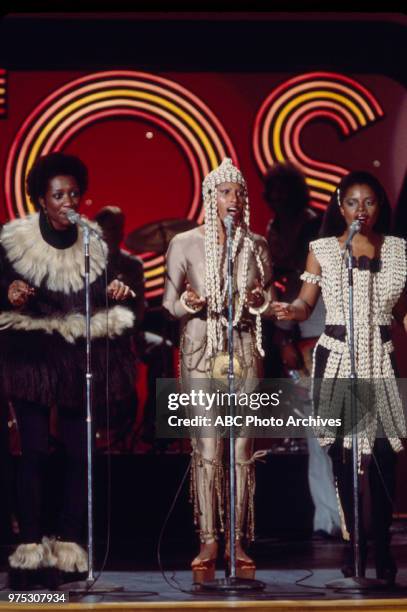 Patti LaBelle, Nona Hendryx, Sarah Dash, LaBelle performing on Disney General Entertainment Content via Getty Images's 'Cos'.