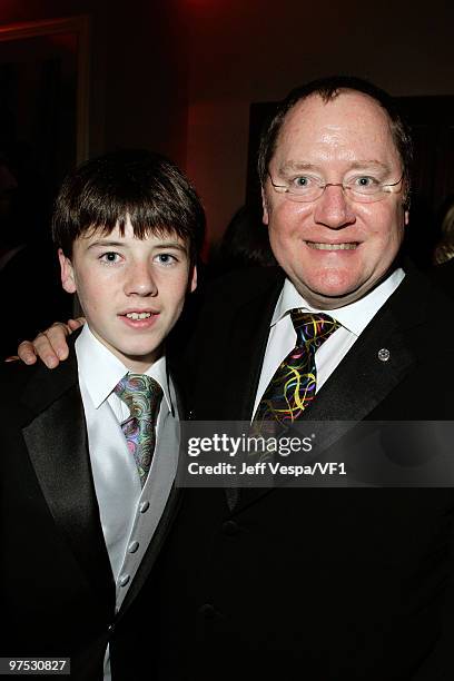 Director John Lasseter and guest attend the 2010 Vanity Fair Oscar Party hosted by Graydon Carter at the Sunset Tower Hotel on March 7, 2010 in West...