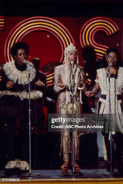 Patti LaBelle, Nona Hendryx, Sarah Dash, LaBelle performing on Disney General Entertainment Content via Getty Images's 'Cos'.