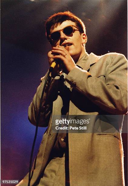 Suggs of Madness performs on stage at the Dominion Theatre on March 2nd, 1983 in London, England.