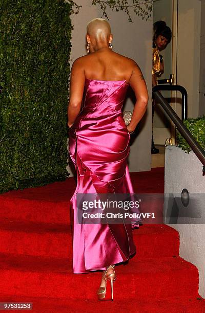 Model Amber Rose attends the 2010 Vanity Fair Oscar Party hosted by Graydon Carter at the Sunset Tower Hotel on March 7, 2010 in West Hollywood,...
