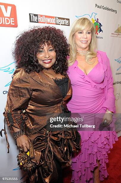 Singer Chaka Khan and Children Uniting Nations founder Daphna Ziman arrive at the 11th Annual Children Uniting Nations Oscar Celebration, held at the...
