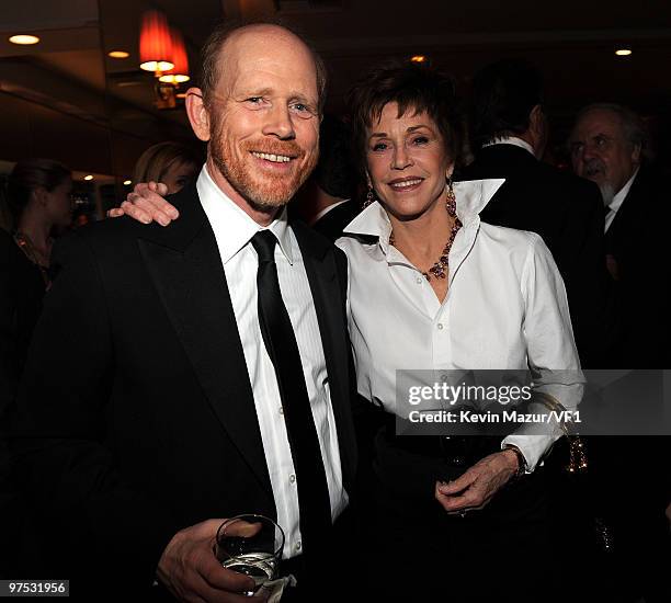 Director Ron Howard and actress Jane Fonda attend the 2010 Vanity Fair Oscar Party hosted by Graydon Carter at the Sunset Tower Hotel on March 7,...