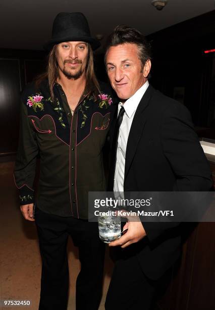 Rapper Kid Rock and actor Sean Penn attend the 2010 Vanity Fair Oscar Party hosted by Graydon Carter at the Sunset Tower Hotel on March 7, 2010 in...