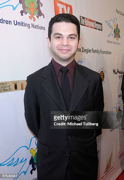 Actor Samm Levine arrives at the 11th Annual Children Uniting Nations Oscar Celebration, held at the Beverly Hilton Hotel on March 7, 2010 in Beverly...