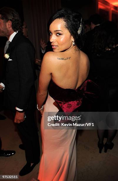 Zoe Kravitz attends the 2010 Vanity Fair Oscar Party hosted by Graydon Carter at the Sunset Tower Hotel on March 7, 2010 in West Hollywood,...