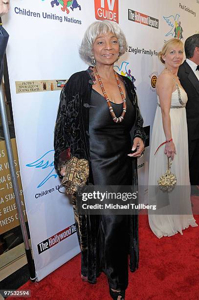 Actress Nichelle Nichols arrives at the 11th Annual Children Uniting Nations Oscar Celebration, held at the Beverly Hilton Hotel on March 7, 2010 in...