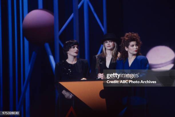 Los Angeles, CA Gioia Bruno, Ann Curless, Jeanette Jurado of Exposé presenting on the 17th Annual American Music Awards, Shrine Auditorium, January...