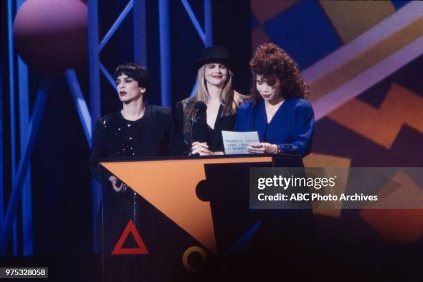 Los Angeles, CA Gioia Bruno, Ann Curless, Jeanette Jurado of Exposé presenting on the 17th Annual American Music Awards, Shrine Auditorium, January...