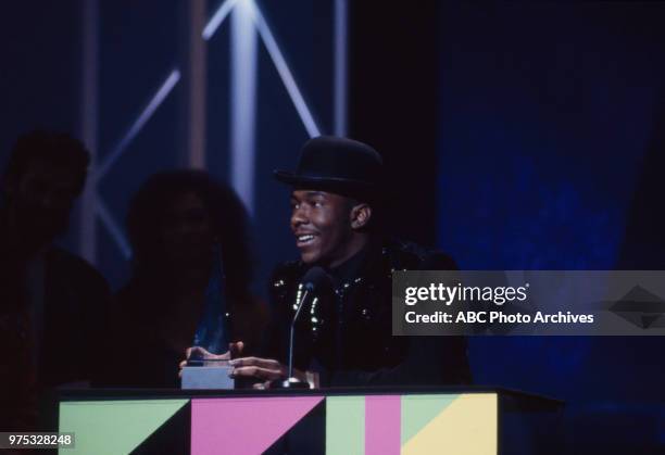 Los Angeles, CA Bobby Brown receiving award on the 17th Annual American Music Awards, Shrine Auditorium, January 22, 1990.