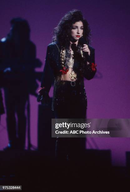 Los Angeles, CA Gloria Estefan and Miami Sound Machine performing on the 17th Annual American Music Awards, Shrine Auditorium, January 22, 1990.