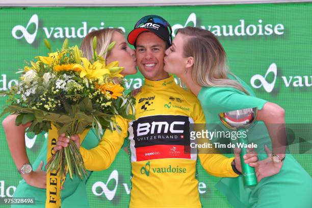 Podium / Richie Porte of Australia and BMC Racing Team Yellow Leader Jersey / Celebration / Trophy / during the 82nd Tour of Switzerland 2018, Stage...