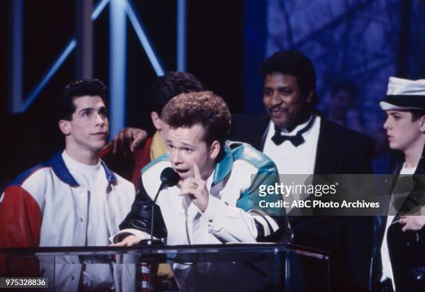Los Angeles, CA Danny Wood, Donnie Wahlberg, Maurice Starr, Joey McIntyre, New Kids On The Block receiving award on the 17th Annual American Music...