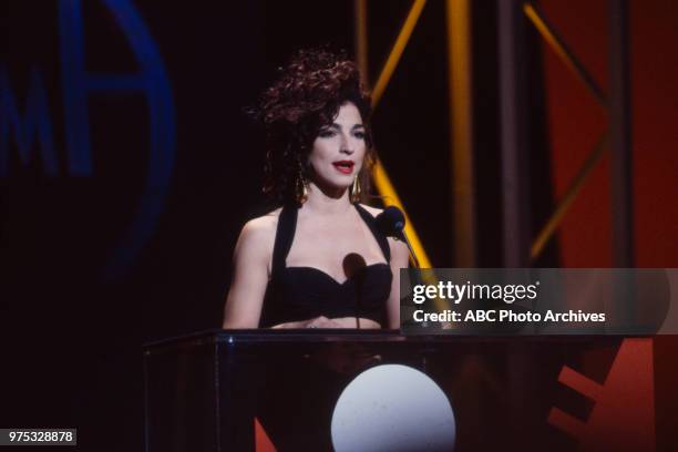 Los Angeles, CA Gloria Estefan presenting on the 17th Annual American Music Awards, Shrine Auditorium, January 22, 1990.