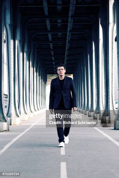 French artist Marc Lavoine is photographed for Le Parisien Magazine, on April 2018 in Paris, France.