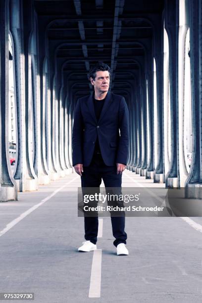 French artist Marc Lavoine is photographed for Le Parisien Magazine, on April 2018 in Paris, France.