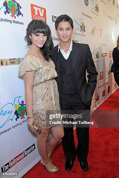 Actor Boo Boo Stewart arrives with sister Fivel Stewart at the 11th Annual Children Uniting Nations Oscar Celebration, held at the Beverly Hilton...