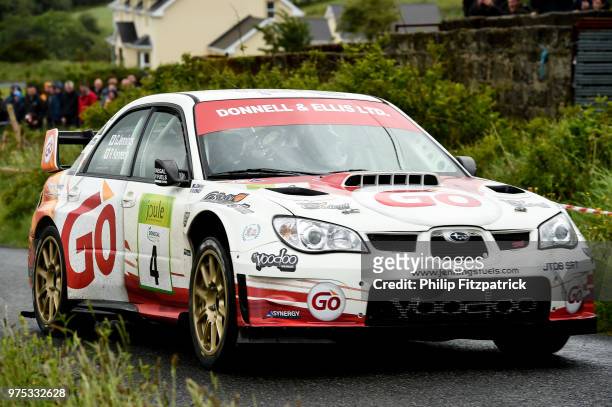 Letterkenny , Ireland - 15 June 2018; Garry Jennings and Rory Kennedy in a Subaru Impreza WRC S12B during stage 1 Breenagh of the Joule Donegal...
