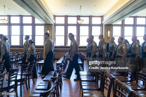 Lackawanna Police Academy cadets arrive to hear U.S. Attorney General Jeff Sessions deliver remarks on immigration and law enforcement actions on...