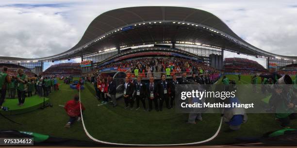 Uruguay bench is seen prior to the 2018 FIFA World Cup Russia group A match between Egypt and Uruguay at Ekaterinburg Arena on June 15, 2018 in...