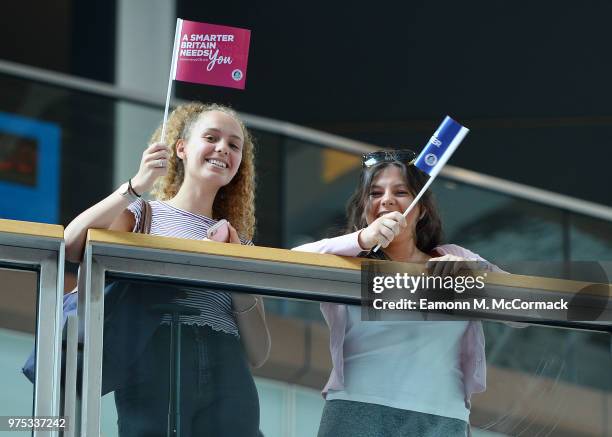 Shoppers watch on as Kirstie Allsopp and Phil Spencer campaign for Cleaner, Greener, Smarter Britain - London at Westfield Stratford City on June 15,...