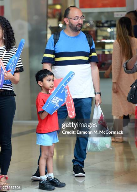 Shoppers watch as Kirstie Allsopp and Phil Spencer campaign for Cleaner, Greener, Smarter Britain - London at Westfield Stratford City on June 15,...