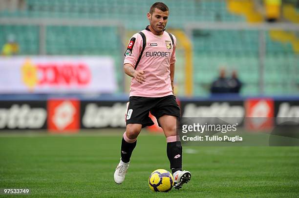 Antonio Nocerino of Palermo in action during the Serie A match between US Citta di Palermo and AS Livorno Calcio at Stadio Renzo Barbera on March 7,...