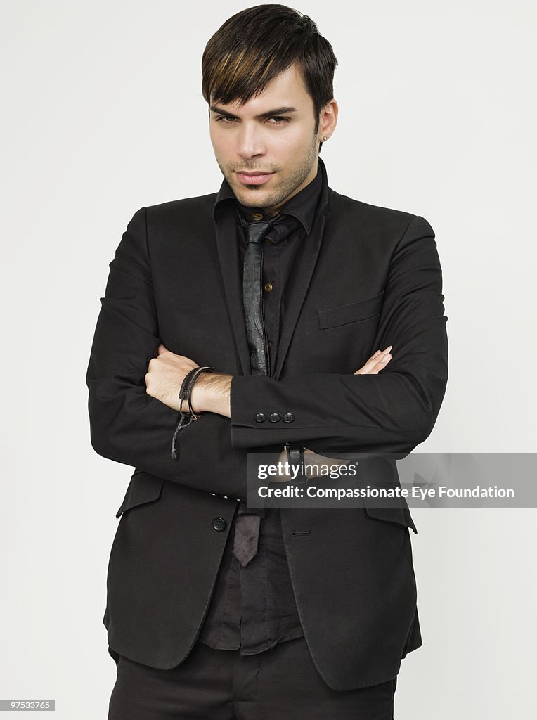 Portrait of man dressed all in black