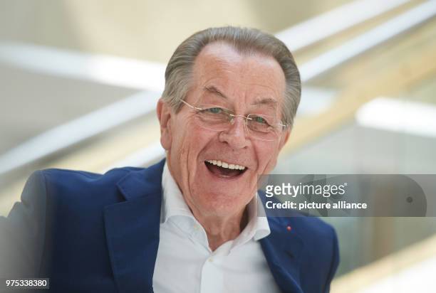 May 2018, Germany, Dortmund: Franz Muentefering , chairman of the Bundesarbeitsgemeinschaft der Senioren-Organisationen , laughs during a press...