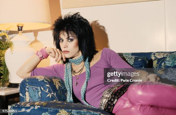 American rock singer and guitarist Joan Jett, 1984.