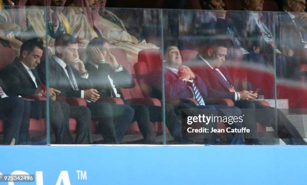 Xavi Hernandez, Iker Casillas, Carles Puyol, Diego Maradona, Ronaldo during the 2018 FIFA World Cup Russia group A match between Russia and Saudi...