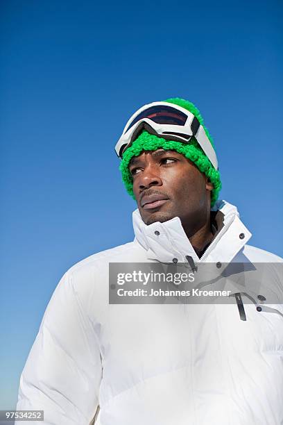 portrait of skier - casaco de esqui imagens e fotografias de stock