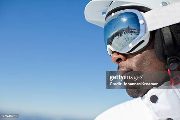 portrait of skier - protective sportswear stock pictures, royalty-free photos & images