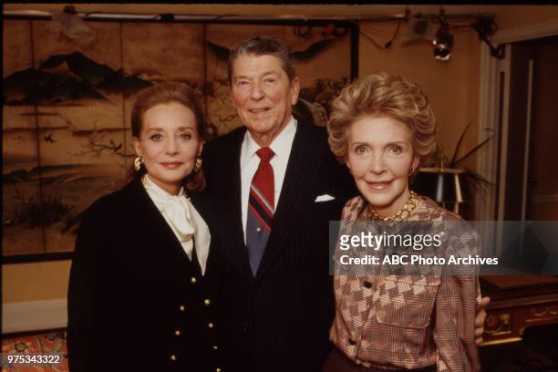 Barbara Walters, President Ronald Reagan, Nancy Reagan.