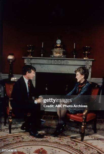 Ted Koppel, First Lady Nancy Reagan interview at the White House.